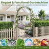 Giantex Garden Arch with Gate, 79″ H x 39″ W Heavy-Duty Metal Arbor Trellis with Safety Latch, 4 Ground Stakes for Climbing Plants Vines, Outdoor Archway for Lawn, Patio, Wedding & Party (Black)(Black)