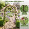 Giantex Garden Arch with Gate, 79″ H x 39″ W Heavy-Duty Metal Arbor Trellis with Safety Latch, 4 Ground Stakes for Climbing Plants Vines, Outdoor Archway for Lawn, Patio, Wedding & Party (Black)(Bronze)