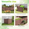 Giantex No-Dig Air Conditioner Fence, 2-Panel Outdoor Privacy Screen with Metal Stakes, Weather-Resistant AC Unit & Trash Bin Enclosure, HOA-Friendly Decorative Garden Fences, 48”W x 36”H, Brown(Brown)