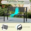 Giantex Outdoor Bench with PE Rattan Backrest, Curved Armrests, Slatted Seat for 2-3 Persons, Heavy-Duty Outdoor Seating Furniture, Garden Bench for Patio, Backyard, Poolside, Porch, Park, Brown(Black)