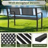 Giantex Outdoor Bench with PE Rattan Backrest, Curved Armrests, Slatted Seat for 2-3 Persons, Heavy-Duty Outdoor Seating Furniture, Garden Bench for Patio, Backyard, Poolside, Porch, Park, Brown(Black)