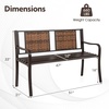 Giantex Outdoor Bench with PE Rattan Backrest, Curved Armrests, Slatted Seat for 2-3 Persons, Heavy-Duty Outdoor Seating Furniture, Garden Bench for Patio, Backyard, Poolside, Porch, Park, Brown(Brown)