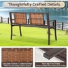 Giantex Outdoor Bench with PE Rattan Backrest, Curved Armrests, Slatted Seat for 2-3 Persons, Heavy-Duty Outdoor Seating Furniture, Garden Bench for Patio, Backyard, Poolside, Porch, Park, Brown(Brown)