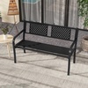 Giantex Outdoor Bench with PE Rattan Backrest, Curved Armrests, Slatted Seat for 2-3 Persons, Heavy-Duty Outdoor Seating Furniture, Garden Bench for Patio, Backyard, Poolside, Porch, Park, Brown(Black)