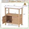 Giantex Outdoor Potting Bench, Acacia Wood Planting Workstation with 2-Door Storage Cabinet, Faux Marble Tabletop, Open Storage Shelves, Garden Potting Table for Horticulture(31.5”Lx16”Wx35.5”H)
