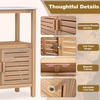 Giantex Outdoor Potting Bench, Acacia Wood Planting Workstation with 2-Door Storage Cabinet, Faux Marble Tabletop, Open Storage Shelves, Garden Potting Table for Horticulture(31.5”Lx16”Wx35.5”H)