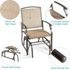 Giantex Patio Glider Chairs Set – 2 PCS Gliding Rocking Chairs w/Weather-Resistant Fabric, Heavy-Duty Metal Frame, 400 Lbs Weight Capacity, Outdoor Swing Glider for Garden, Yard, Poolside (2, Brown)(Khaki)