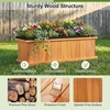 Giantex Raised Garden Bed Set of 2, 31”x14”x12” Wooden Elevated Planter Box with 4 Drainage Holes & Detachable Bottom Panels, Flower Bed, Rectangular Plant Container for Vegetables, Herbs & Fruits(Orange)