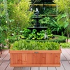 Giantex Raised Garden Bed Set of 2, 31”x14”x12” Wooden Elevated Planter Box with 4 Drainage Holes & Detachable Bottom Panels, Flower Bed, Rectangular Plant Container for Vegetables, Herbs & Fruits(Cedar Brown)