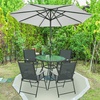Giantex Set of 4 Folding Patio Chairs, Outdoor Patio Dining Chairs, Portable Sling Back Chairs for Front Porch, Beach, Garden, Backyard, Lawn, No Assembly, Grey(Grey)