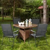 Giantex Set of 4 Folding Patio Chairs, Outdoor Patio Dining Chairs, Portable Sling Back Chairs for Front Porch, Beach, Garden, Backyard, Lawn, No Assembly, Grey(Grey)