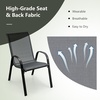 Giantex Set of 4 Patio Chairs, Stackable Outdoor Dining Chairs, 330 LBS Capacity, All Weather Resistant, Heavy Duty Rustproof Metal Armchairs, Lawn Chairs for Front Porch Yard Pool Garden(Grey)
