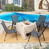 Giantex Set of 4 Patio Chairs, Stackable Outdoor Dining Chairs, 330 LBS Capacity, All Weather Resistant, Heavy Duty Rustproof Metal Armchairs, Lawn Chairs for Front Porch Yard Pool Garden(Grey)