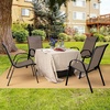 Giantex Set of 4 Patio Chairs, Stackable Outdoor Dining Chairs, 330 LBS Capacity, All Weather Resistant, Heavy Duty Rustproof Metal Armchairs, Lawn Chairs for Front Porch Yard Pool Garden(Brown)