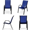 Giantex Set of 4 Patio Chairs, Stackable Outdoor Dining Chairs, 330 LBS Capacity, All Weather Resistant, Heavy Duty Rustproof Metal Armchairs, Lawn Chairs for Front Porch Yard Pool Garden(Blue)