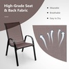 Giantex Set of 4 Patio Chairs, Stackable Outdoor Dining Chairs, 330 LBS Capacity, All Weather Resistant, Heavy Duty Rustproof Metal Armchairs, Lawn Chairs for Front Porch Yard Pool Garden(Brown)