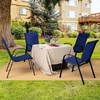 Giantex Set of 4 Patio Chairs, Stackable Outdoor Dining Chairs, 330 LBS Capacity, All Weather Resistant, Heavy Duty Rustproof Metal Armchairs, Lawn Chairs for Front Porch Yard Pool Garden(Blue)