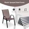 Giantex Set of 4 Patio Chairs, Stackable Outdoor Dining Chairs, 330 LBS Capacity, All Weather Resistant, Heavy Duty Rustproof Metal Armchairs, Lawn Chairs for Front Porch Yard Pool Garden(Brown)