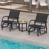 Giantex Swing Glider Chair W/Study Metal Frame Comfortable Patio Chair Love-Seat for Garden, Porch, Backyard, Poolside, Lawn Outdoor Rocking Chair (2, Brown)(Black)