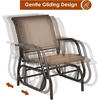Giantex Swing Glider Chair W/Study Metal Frame Comfortable Patio Chair Love-Seat for Garden, Porch, Backyard, Poolside, Lawn Outdoor Rocking Chair (2, Brown)(Brown)
