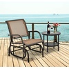 Giantex Swing Glider Chair W/Study Metal Frame Comfortable Patio Chair Love-Seat for Garden, Porch, Backyard, Poolside, Lawn Outdoor Rocking Chair (2, Brown)(Brown)