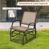 Giantex Swing Glider Chair W/Study Metal Frame Comfortable Patio Chair Love-Seat for Garden, Porch, Backyard, Poolside, Lawn Outdoor Rocking Chair (2, Brown)(Brown)