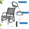 Giantex Swing Glider Chair W/Study Metal Frame Comfortable Patio Chair Love-Seat for Garden, Porch, Backyard, Poolside, Lawn Outdoor Rocking Chair (2, Brown)(Grey)