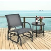 Giantex Swing Glider Chair W/Study Metal Frame Comfortable Patio Chair Love-Seat for Garden, Porch, Backyard, Poolside, Lawn Outdoor Rocking Chair (2, Brown)(Grey)