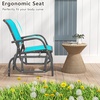 Giantex Swing Glider Chair W/Study Metal Frame Comfortable Patio Chair Love-Seat for Garden, Porch, Backyard, Poolside, Lawn Outdoor Rocking Chair (2, Brown)(Turquoise)