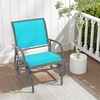 Giantex Swing Glider Chair W/Study Metal Frame Comfortable Patio Chair Love-Seat for Garden, Porch, Backyard, Poolside, Lawn Outdoor Rocking Chair (2, Brown)(Turquoise)