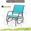 Giantex Swing Glider Chair W/Study Metal Frame Comfortable Patio Chair Love-Seat for Garden, Porch, Backyard, Poolside, Lawn Outdoor Rocking Chair (2, Brown)(Turquoise)