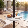 Giantex Umbrella Pole Table Tray – 20″ Outdoor Side Table with Umbrella Hole, Height Adjustable Knob, All-Weather HDPE Matrial, for Patio, Backyard, Deck, Garden, Poolside (White)(White)