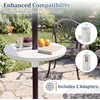 Giantex Umbrella Pole Table Tray – 20″ Outdoor Side Table with Umbrella Hole, Height Adjustable Knob, All-Weather HDPE Matrial, for Patio, Backyard, Deck, Garden, Poolside (White)(White)