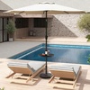 Giantex Umbrella Pole Table Tray – 20″ Outdoor Side Table with Umbrella Hole, Height Adjustable Knob, All-Weather HDPE Matrial, for Patio, Backyard, Deck, Garden, Poolside (White)(Black)