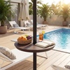 Giantex Umbrella Pole Table Tray – 20″ Outdoor Side Table with Umbrella Hole, Height Adjustable Knob, All-Weather HDPE Matrial, for Patio, Backyard, Deck, Garden, Poolside (White)(Brown)