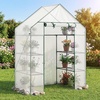 Giantex Walk-in Greenhouse, 4 Tier 8 Shelves, Portable Plant Garden House Indoor Outdoor Mini Growing House for Herb Flower Succulent, Zipped Door, Metal Frame (Clear)(Clear)