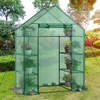 Giantex Walk-in Greenhouse, 4 Tier 8 Shelves, Portable Plant Garden House Indoor Outdoor Mini Growing House for Herb Flower Succulent, Zipped Door, Metal Frame (Clear)(Green)