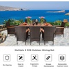 ReunionG 9PCS Outdoor Patio Dining Set, Garden Rattan Wick Furniture Set w/Acacia Wood Table and Stackable Armrest Chairs, Garden Dining Set for Patio, Poolside, Balcony and Indoor, Cushions Included