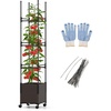 Giantex 𝟐 𝐏𝐚𝐜𝐤 Raised Garden Bed Planter Box with Trellis, 87″ Tomato Planter for Climbing Vegetables Flowers Vine Plant, Self-Watering Tomato Cage with Wheels for Garden Patio Outdoor & Indoor(Brown)