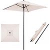 Giantex 5ft Square Patio Umbrella, Outdoor Table Umbrella with Push Bottom Tilt, 4 Sturdy Ribs, Fade Resistant & Waterproof Canopy, Market Umbrella for Deck, Pool, Backyard, Garden, Beach(Beige)