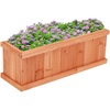Giantex Raised Garden Bed Set of 2, 31”x14”x12” Wooden Elevated Planter Box with 4 Drainage Holes & Detachable Bottom Panels, Flower Bed, Rectangular Plant Container for Vegetables, Herbs & Fruits(Cedar Brown)