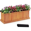 Giantex Raised Garden Bed Set of 2, 31”x14”x12” Wooden Elevated Planter Box with 4 Drainage Holes & Detachable Bottom Panels, Flower Bed, Rectangular Plant Container for Vegetables, Herbs & Fruits(Orange)