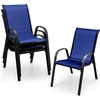 Giantex Set of 4 Patio Chairs, Stackable Outdoor Dining Chairs, 330 LBS Capacity, All Weather Resistant, Heavy Duty Rustproof Metal Armchairs, Lawn Chairs for Front Porch Yard Pool Garden(Blue)