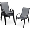 Giantex Set of 4 Patio Chairs, Stackable Outdoor Dining Chairs, 330 LBS Capacity, All Weather Resistant, Heavy Duty Rustproof Metal Armchairs, Lawn Chairs for Front Porch Yard Pool Garden(Grey)