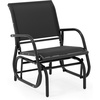 Giantex Swing Glider Chair W/Study Metal Frame Comfortable Patio Chair Love-Seat for Garden, Porch, Backyard, Poolside, Lawn Outdoor Rocking Chair (2, Brown)(Black)