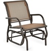 Giantex Swing Glider Chair W/Study Metal Frame Comfortable Patio Chair Love-Seat for Garden, Porch, Backyard, Poolside, Lawn Outdoor Rocking Chair (2, Brown)(Brown)