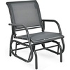 Giantex Swing Glider Chair W/Study Metal Frame Comfortable Patio Chair Love-Seat for Garden, Porch, Backyard, Poolside, Lawn Outdoor Rocking Chair (2, Brown)(Grey)