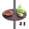 Giantex Umbrella Pole Table Tray – 20″ Outdoor Side Table with Umbrella Hole, Height Adjustable Knob, All-Weather HDPE Matrial, for Patio, Backyard, Deck, Garden, Poolside (White)(Brown)