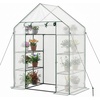 Giantex Walk-in Greenhouse, 4 Tier 8 Shelves, Portable Plant Garden House Indoor Outdoor Mini Growing House for Herb Flower Succulent, Zipped Door, Metal Frame (Clear)(Clear)