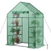 Giantex Walk-in Greenhouse, 4 Tier 8 Shelves, Portable Plant Garden House Indoor Outdoor Mini Growing House for Herb Flower Succulent, Zipped Door, Metal Frame (Clear)(Green)